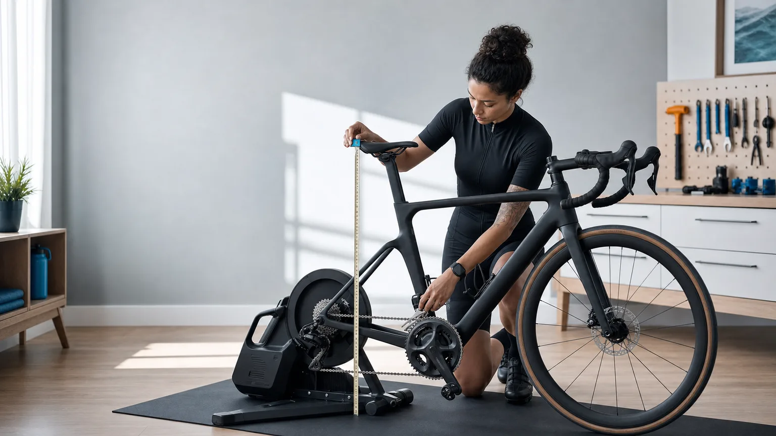 A cyclist records a physical saddle baseline before camera analysis